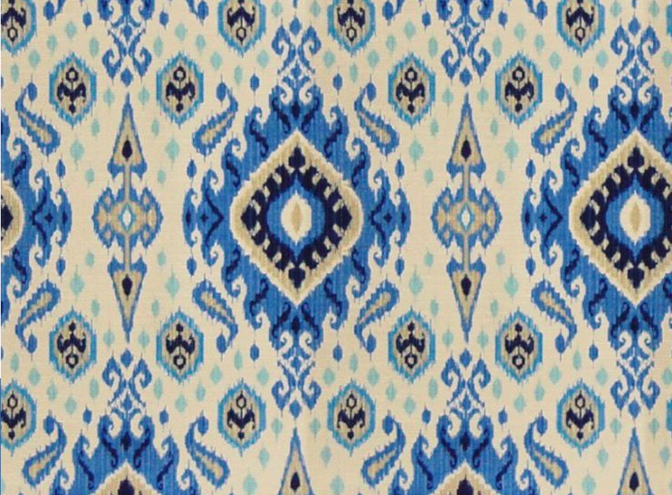 Blue & Lvory Ikkat Digital Print Linen A-Line Kurti
