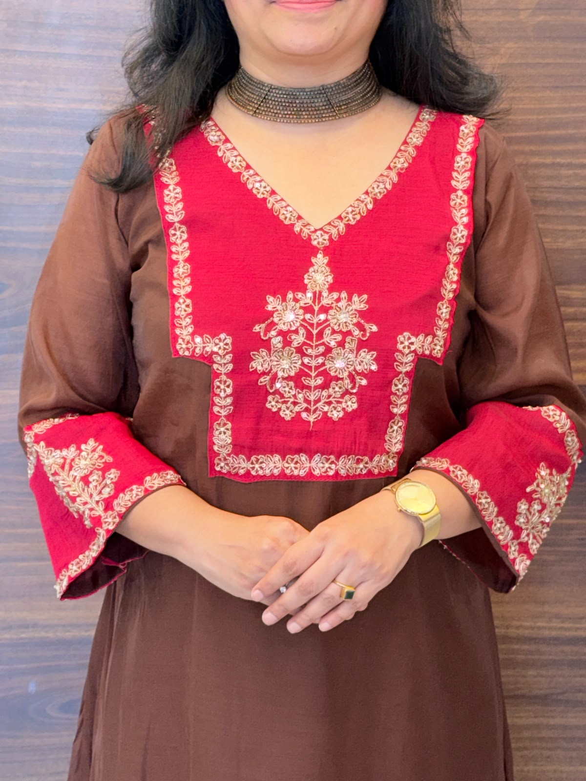 Brown-Pink Color Mul Chanderi Dupatta Set