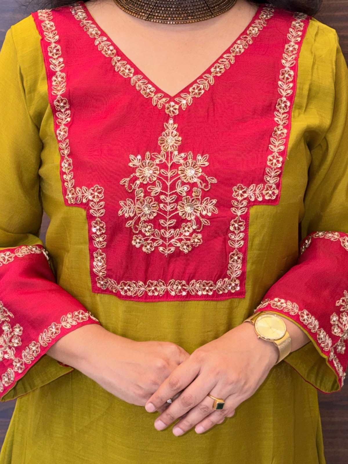 Mustard-Pink Color Mul Chanderi Dupatta Set