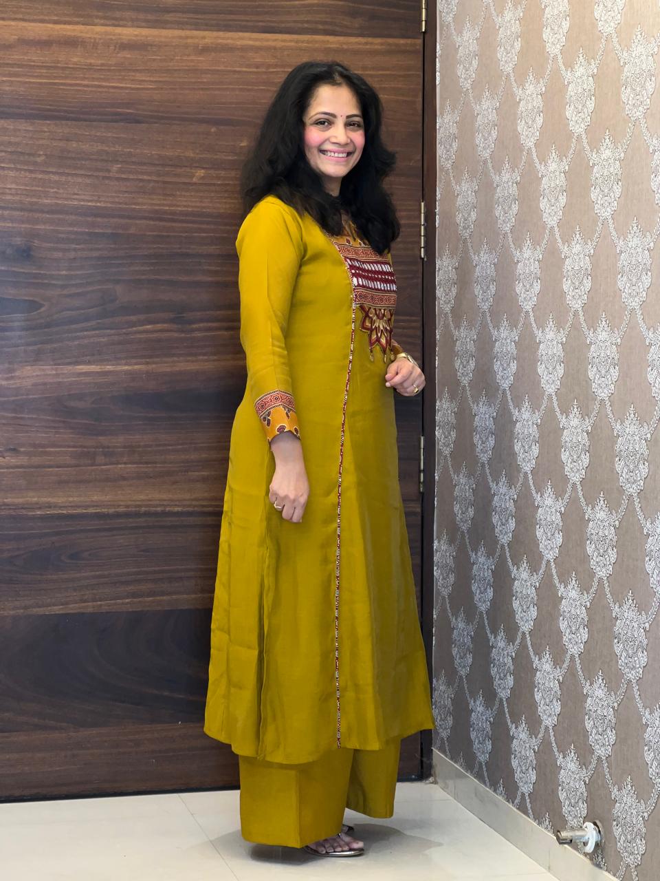Mustard Color Mul Chanderi Dupatta Set