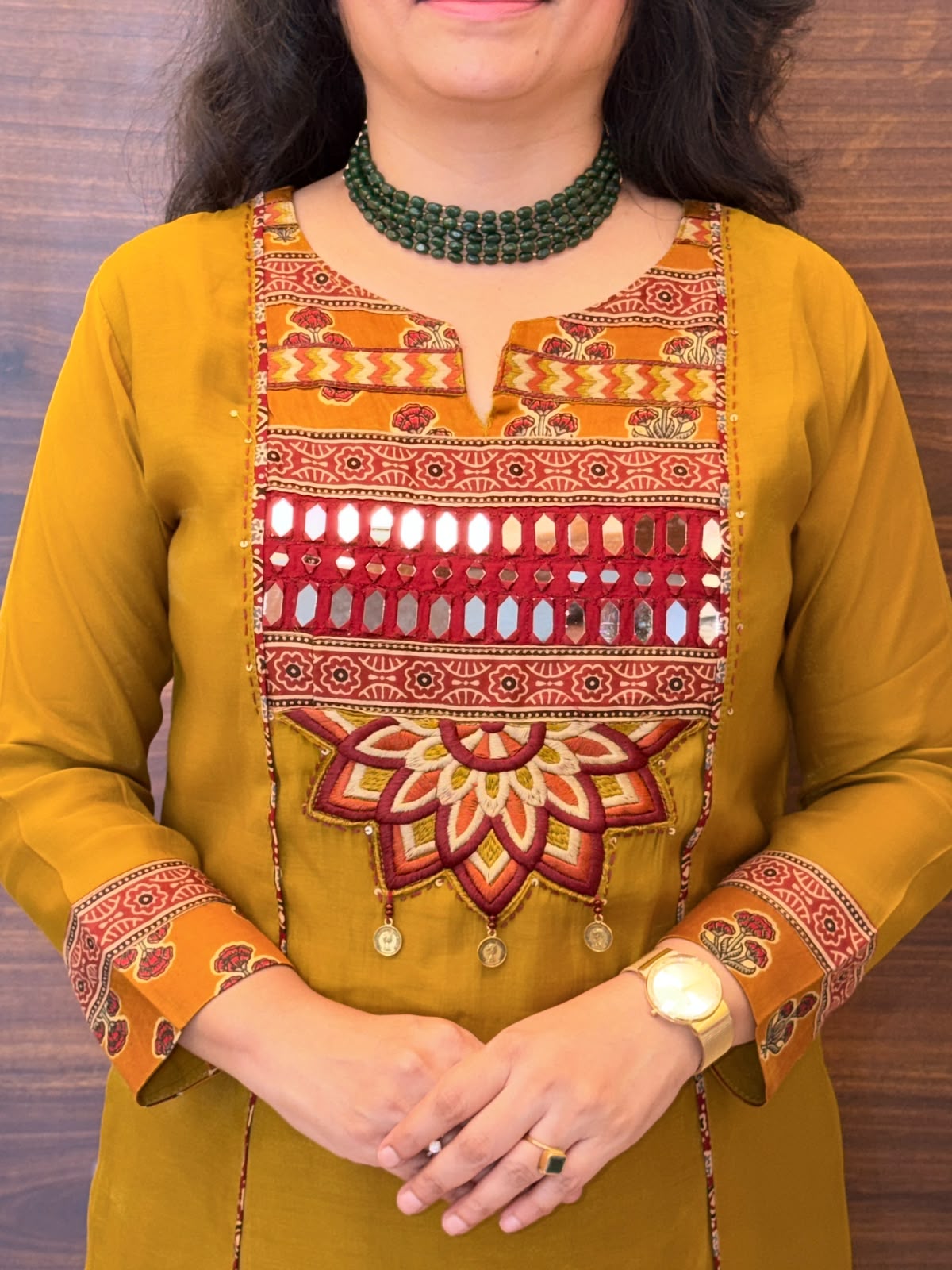 Mustard Color Mul Chanderi Dupatta Set