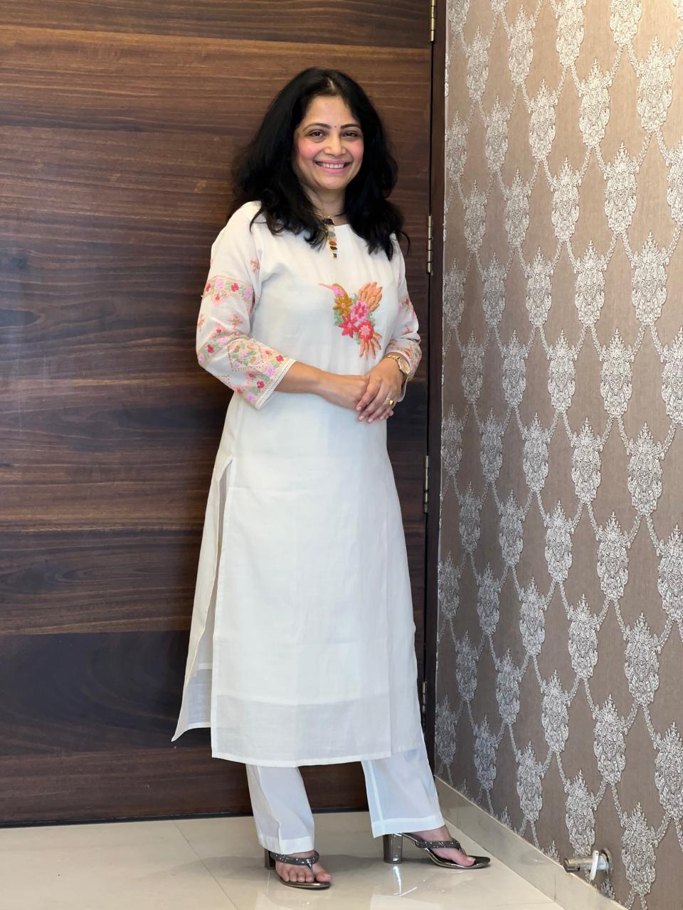 Off-White Color Kora Cotton Dupatta Set