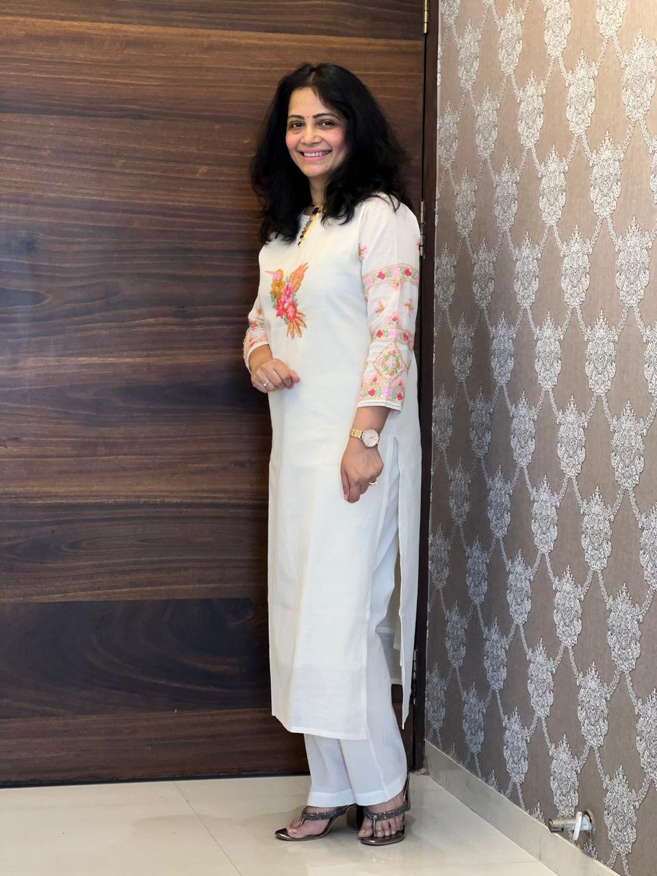 Off-White Color Kora Cotton Dupatta Set