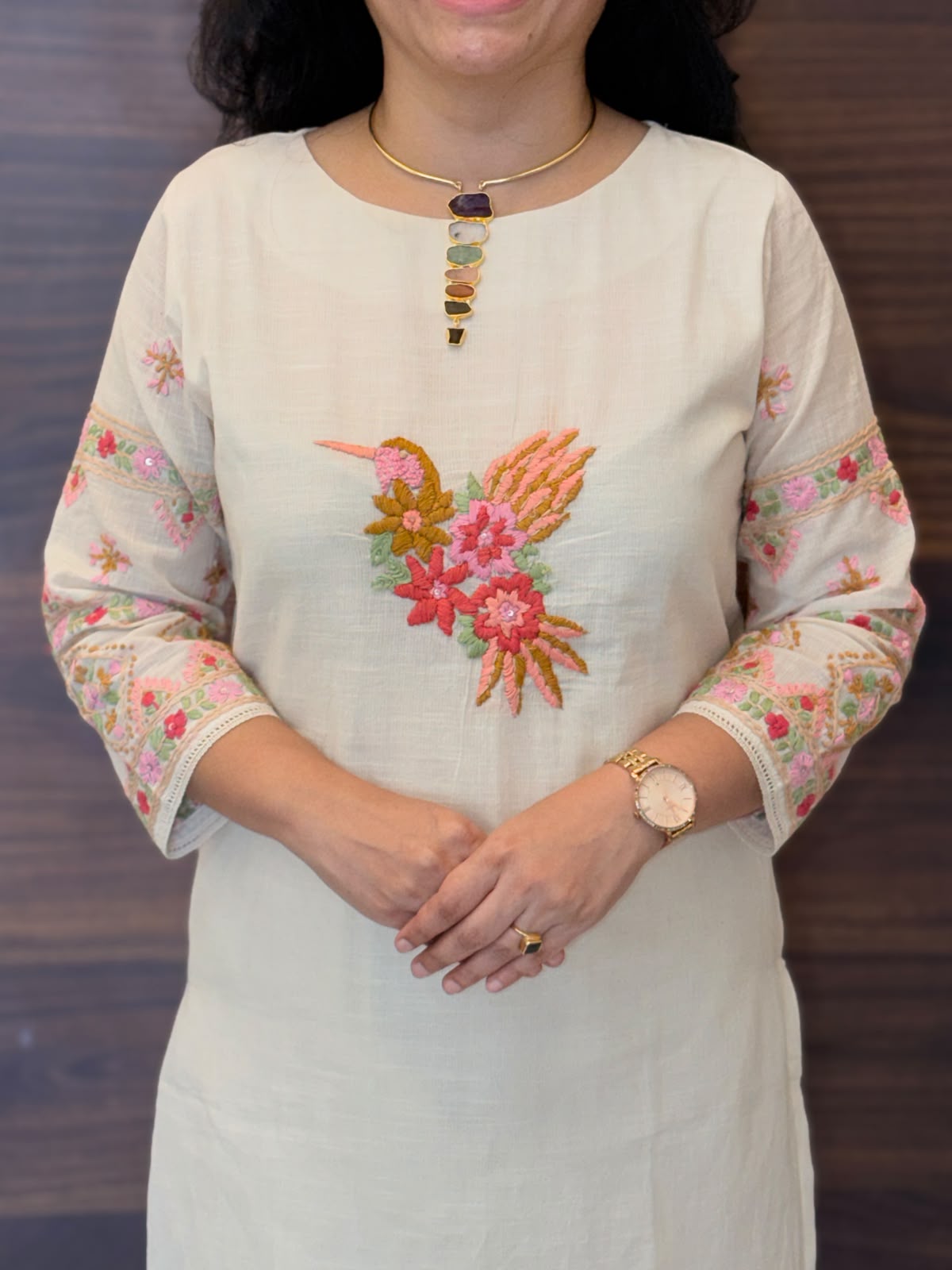 Off-White Color Kora Cotton Dupatta Set