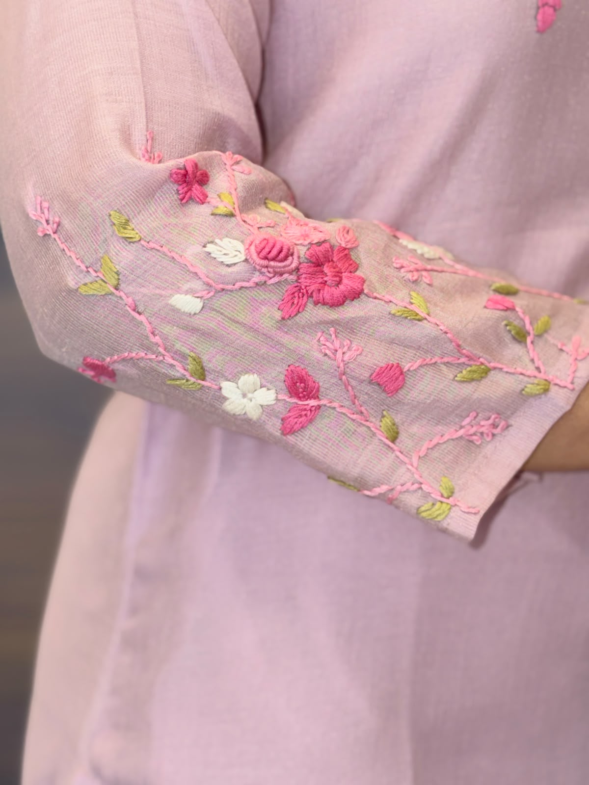 Pastel Pink Color Mul Chanderi Dupatta Set