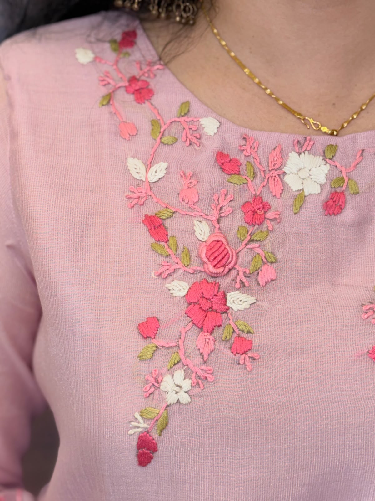Pastel Pink Color Mul Chanderi Dupatta Set