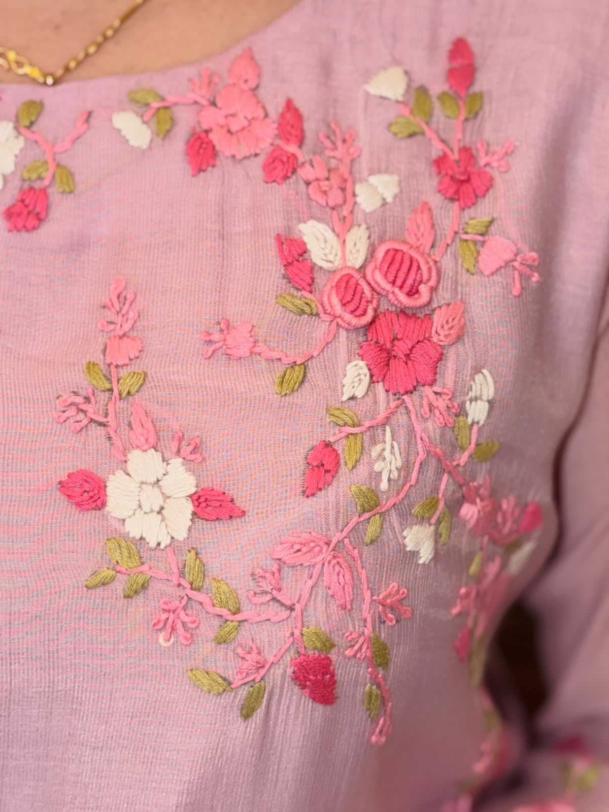 Pastel Pink Color Mul Chanderi Dupatta Set