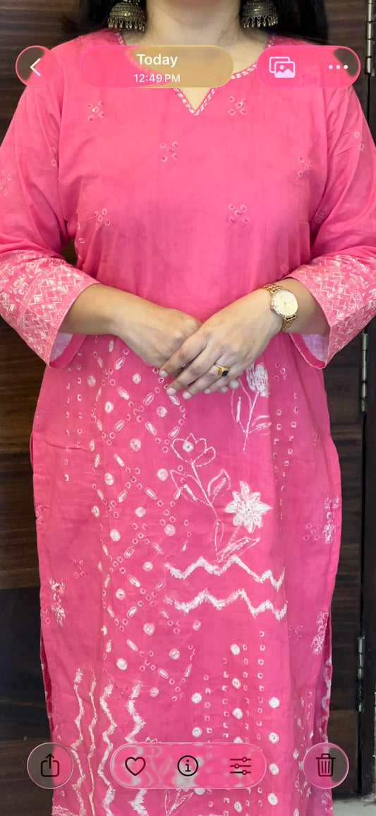 Pink Colour Digital Print Cotton Dupatta Set