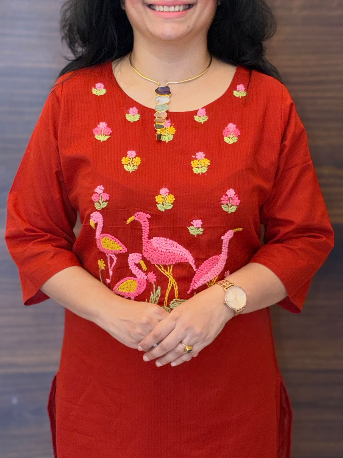 Rust Color Cotton Silly Dupatta Set