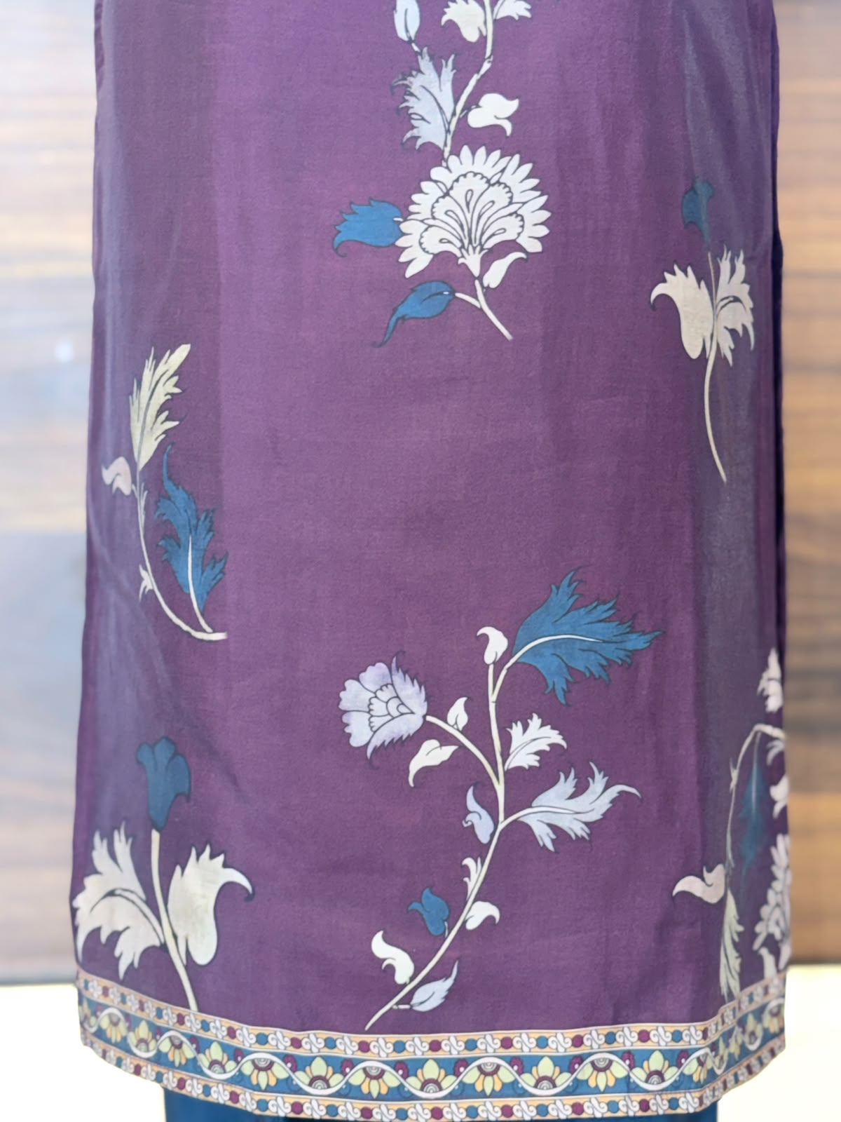 Wine-Teal Color Pure Muslin Dupatta Set