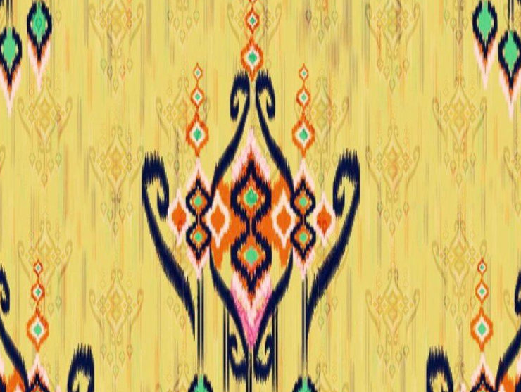 Yellow Ikkat Digital Print Linen A-Line Kurti