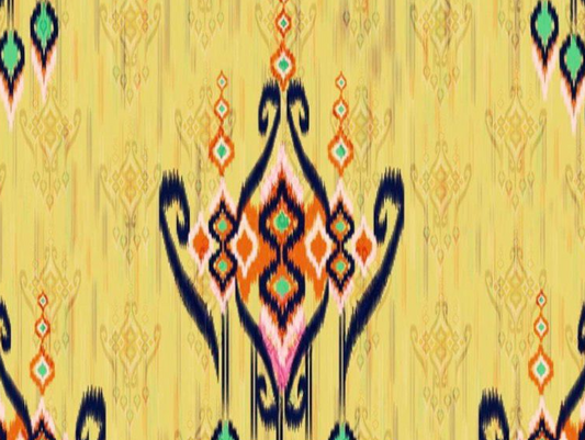 Yellow Ikkat Digital Print Linen A-Line Kurti